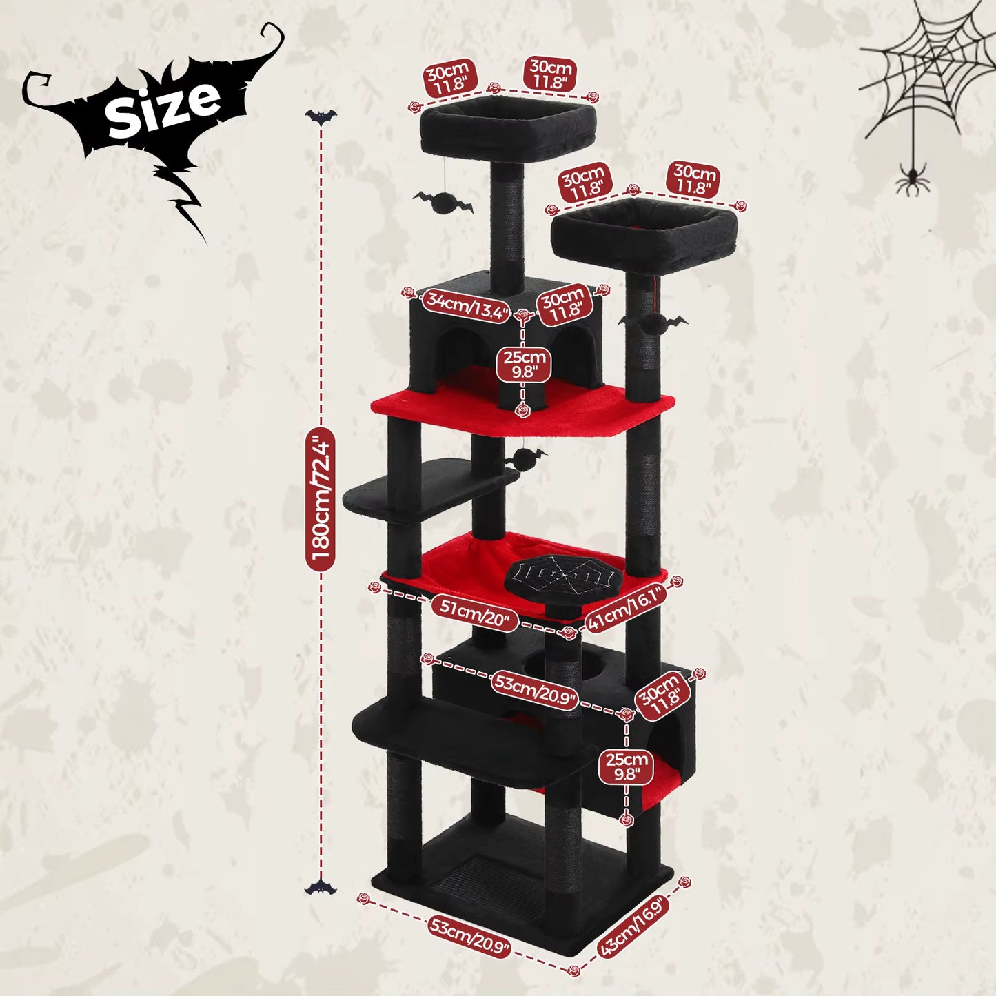 Spacious Asthetic Cat Tree - Bonus Haloween Edition