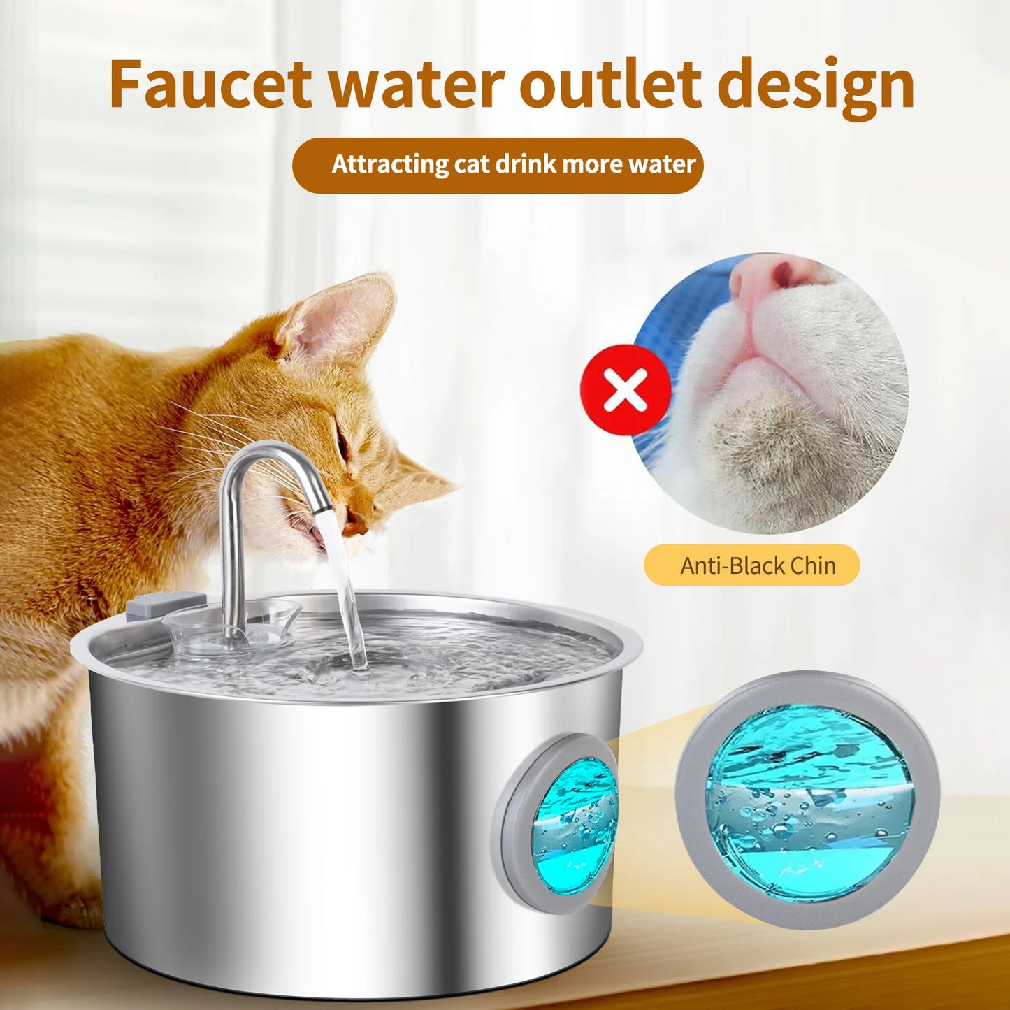 Premium Stainless Steel Cat Water Fountain