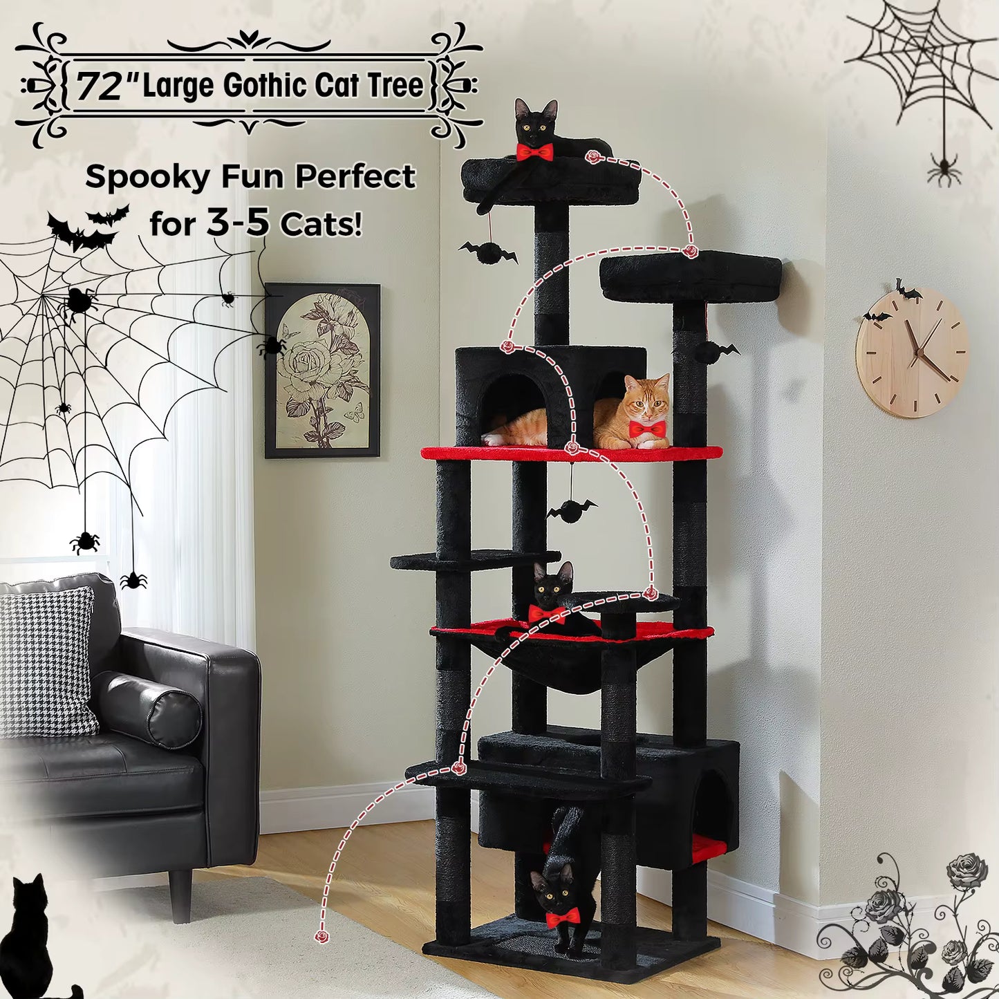 Spacious Asthetic Cat Tree - Bonus Haloween Edition
