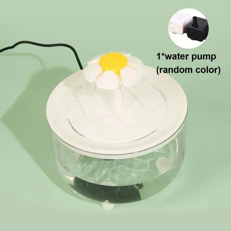 Cute Flower Cat Drinking Fountain