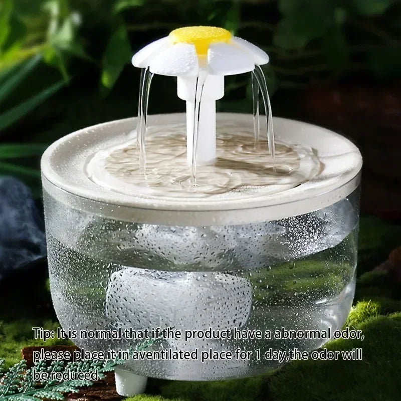 Cute Flower Cat Drinking Fountain