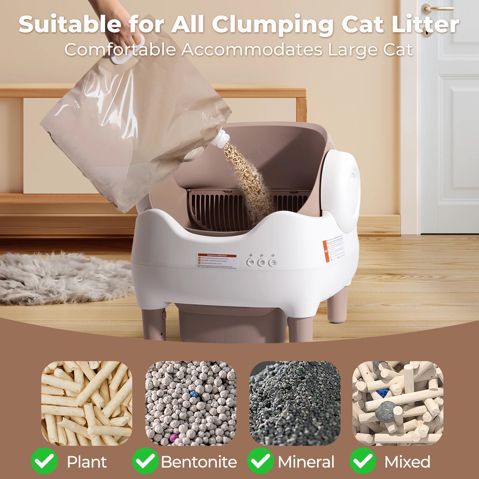 Open Top App Controlled Self Cleaning Litter Box
