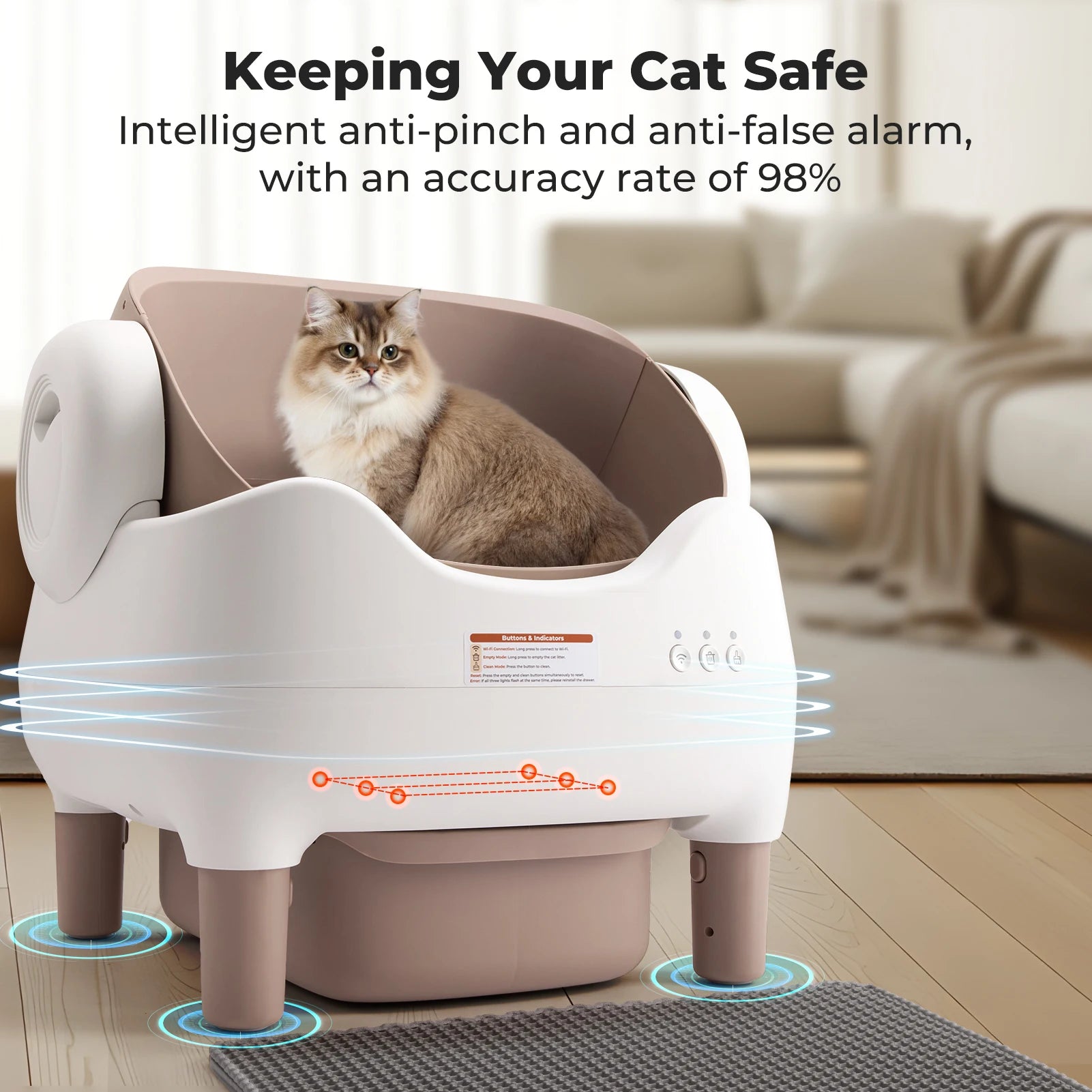 Open Top App Controlled Self Cleaning Litter Box