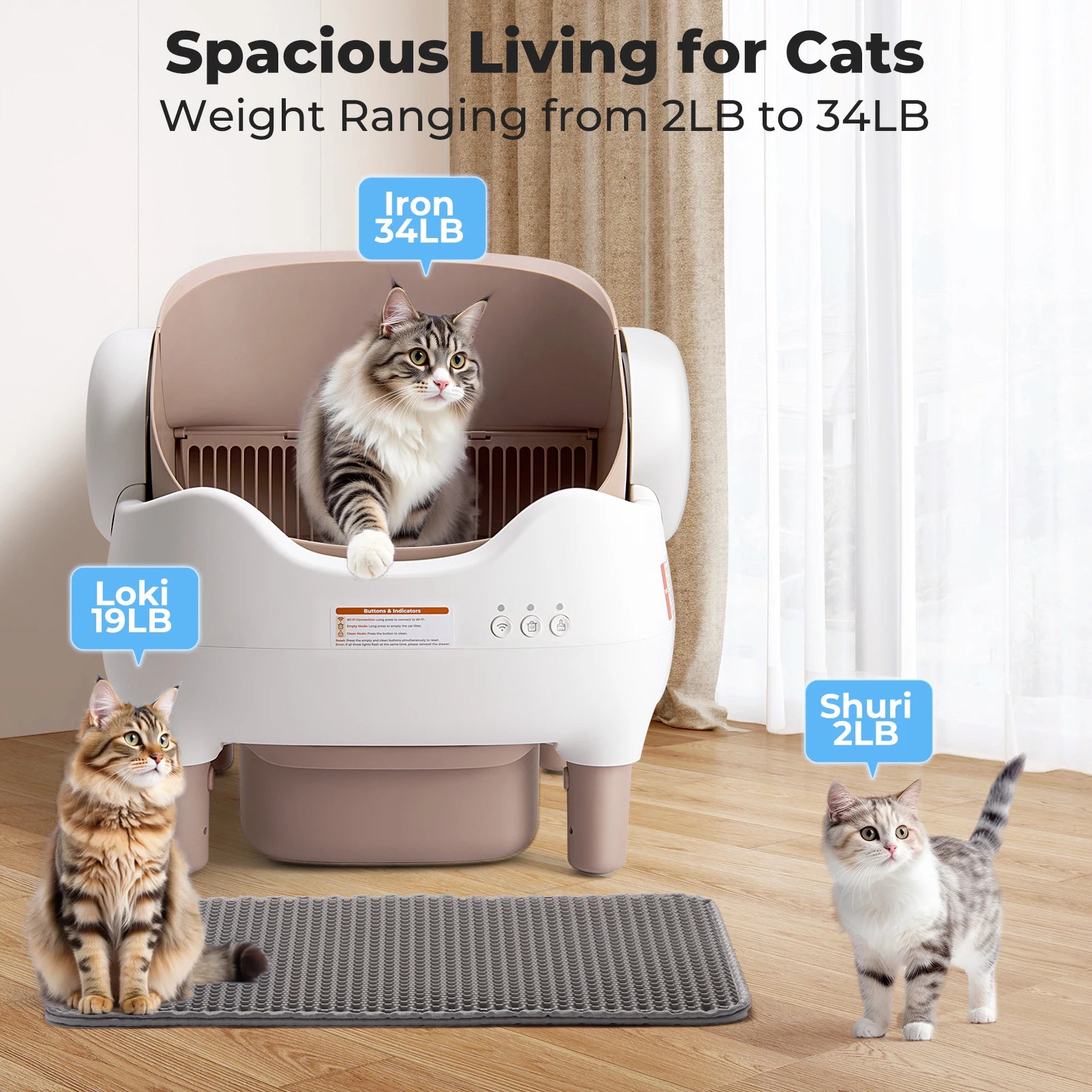 Open Top App Controlled Self Cleaning Litter Box