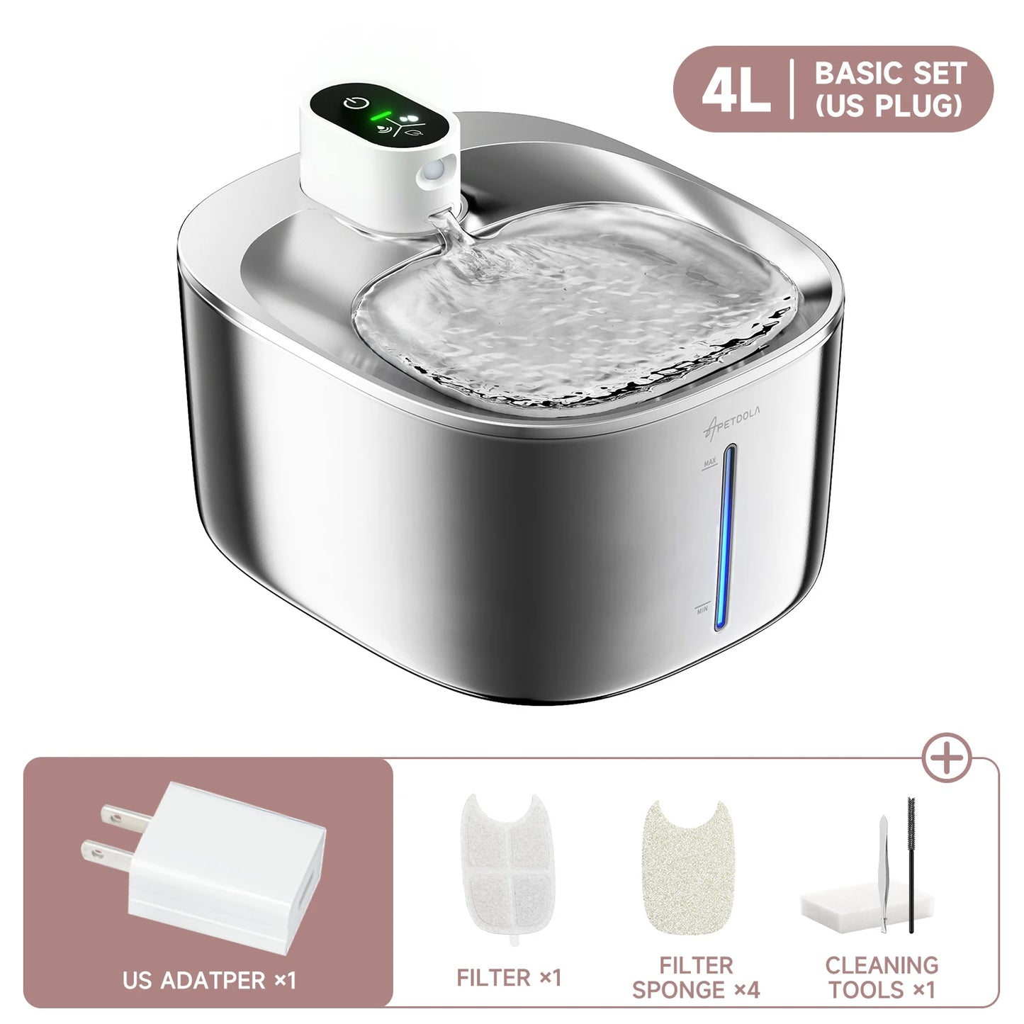 Premium Wireless Stainless Steel Cat Fountain