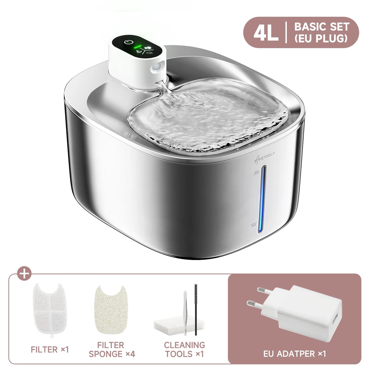 Premium Wireless Stainless Steel Cat Fountain