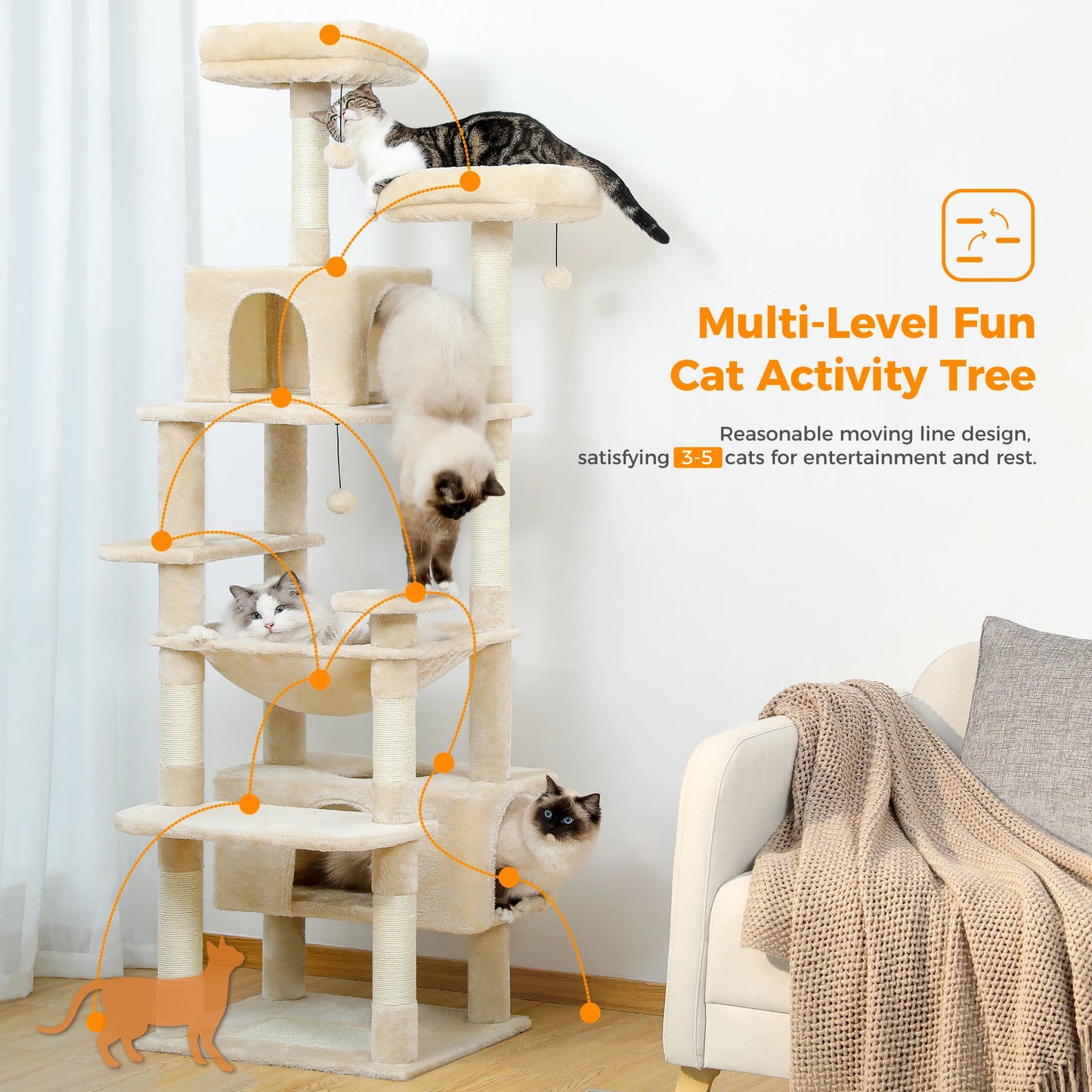 Spacious Asthetic Cat Tree - Bonus Haloween Edition