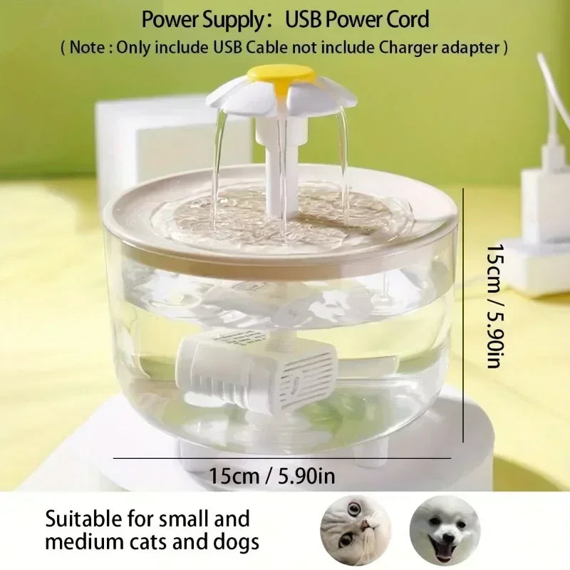 Cute Flower Cat Drinking Fountain