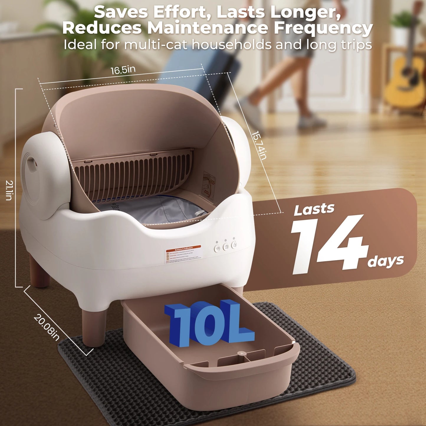 Premium Open Top App Controlled Self Cleaning Litter Box