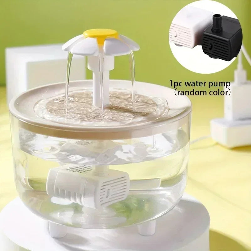 Cute Flower Cat Drinking Fountain