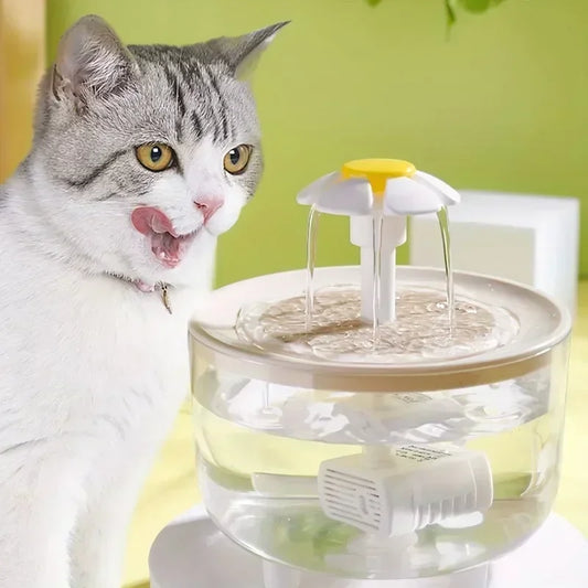 Cute Flower Cat Drinking Fountain