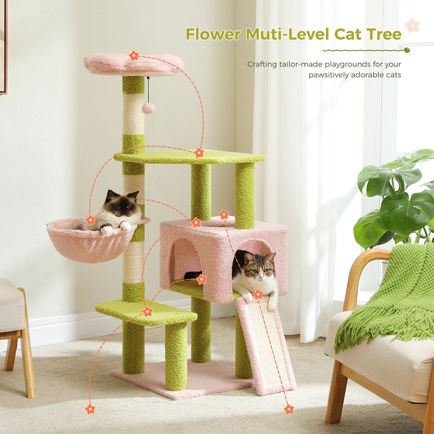 Pastel Flower Cat Tree
