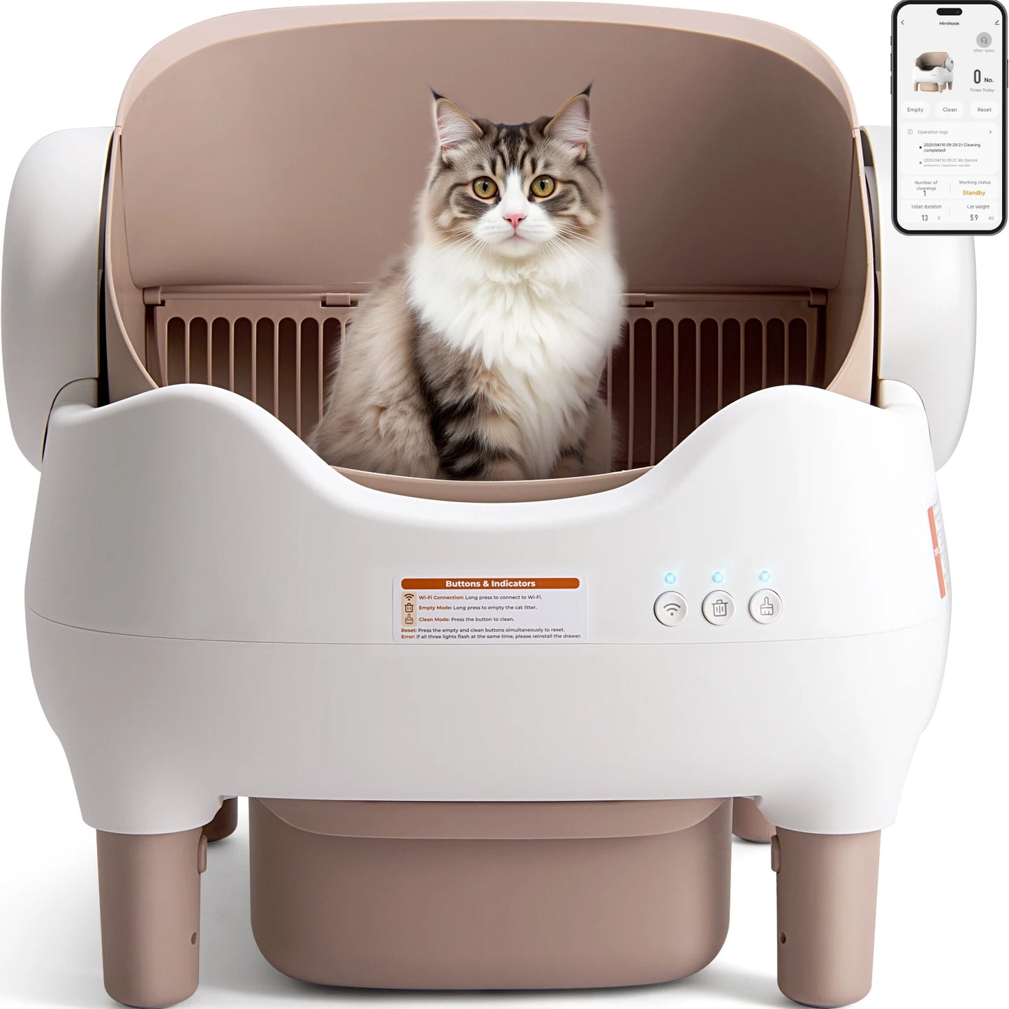 Premium Open Top App Controlled Self Cleaning Litter Box